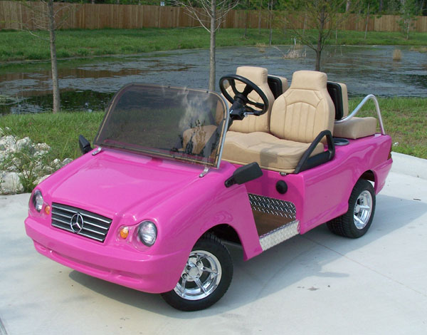 pink golf buggy
